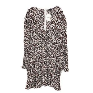 Boohoo Women’s Black Floral Bell Sleeve Bustier Corset Lace Up Waist Plus Sz 24